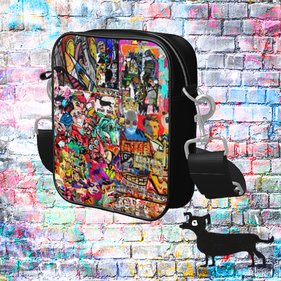 Graffiti collage shoulder bag 
